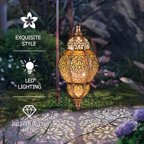 Hanging Solar Lantern Outdoor Decor, Waterproof LED for Garden Patio T6566