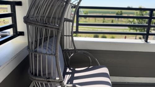 Outdoor Egg Chair with Stand & Cushion, Patio Rattan Basket Chair R237278