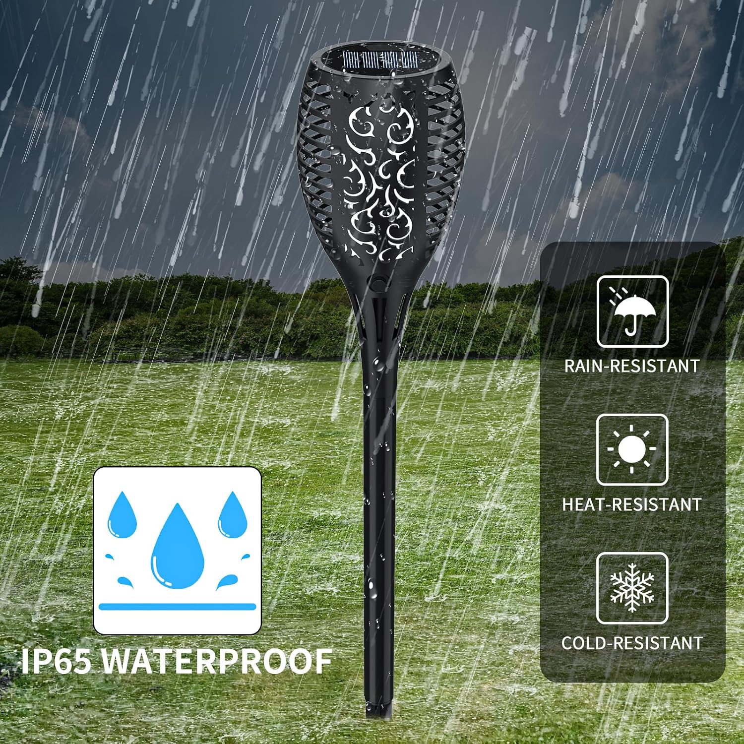 Solar Torch Lights Outdoor 7 Pack, Flickering Flame, Waterproof for Garden Patio A6330