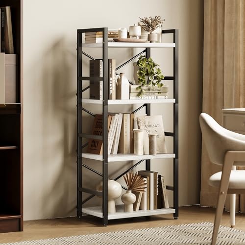 3 Tier Industrial Bookcase, Rustic Etagere Bookshelf for Living Room U5786