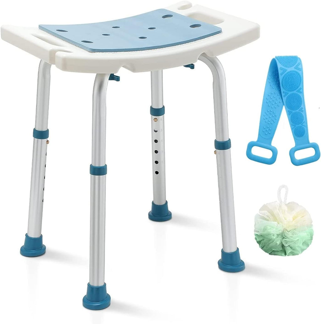 Shower Stool, Shower Bench Seat, Shower Chair for Inside Shower and Bathtub, with Shower Head Holder, Bath Chair, Shower Stool for Elderly Senior Disable Pregnant, Tool-Free, Capacity 350LBS
