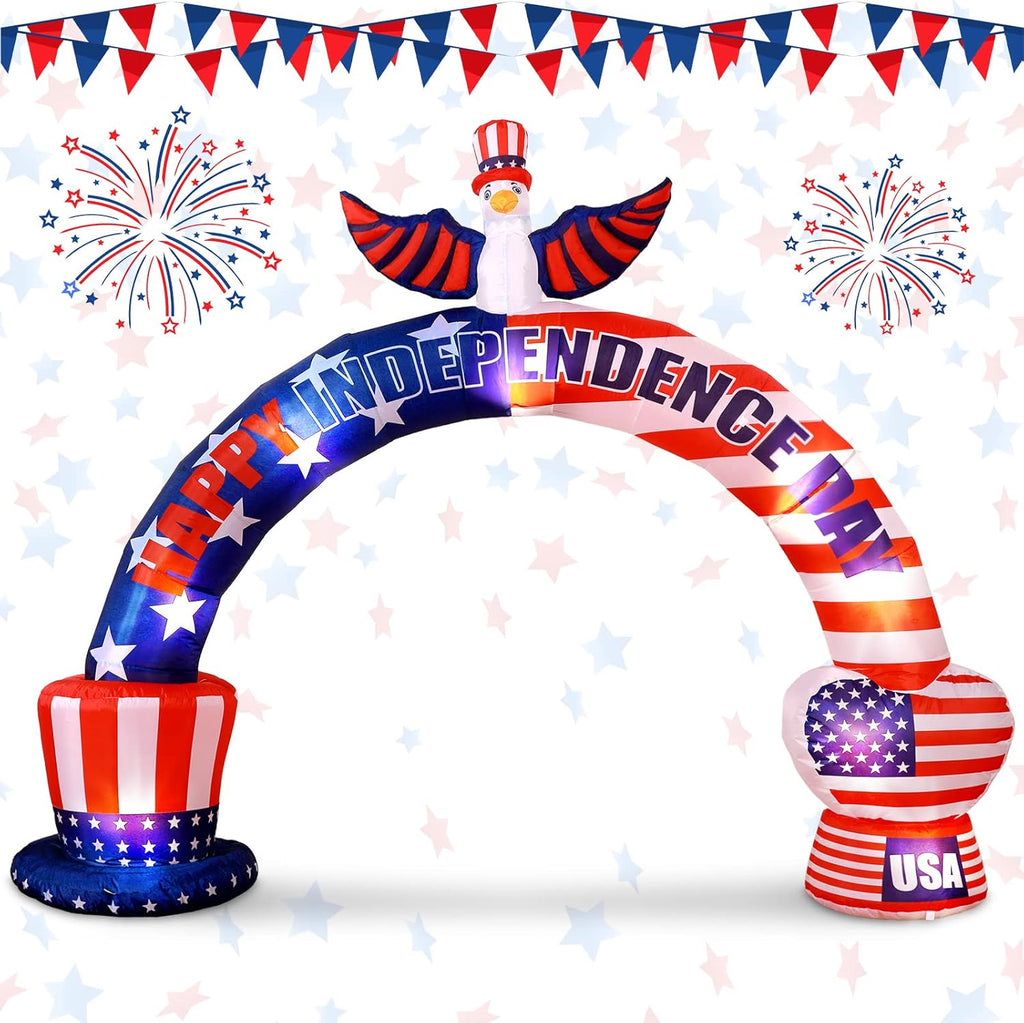 Patriotic Inflatable American Bald Eagle Arch with LED Lights for Outdoor Party Decor P436