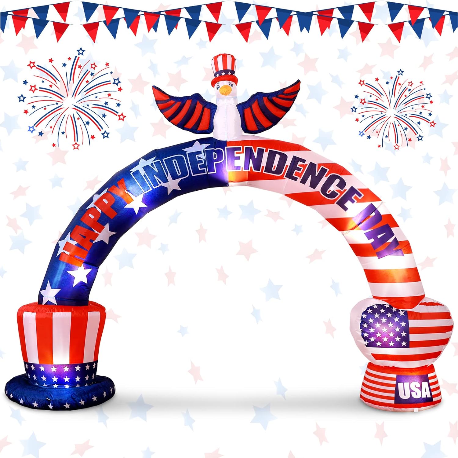 Patriotic Inflatable American Bald Eagle Arch with LED Lights for Outdoor Party Decor P436