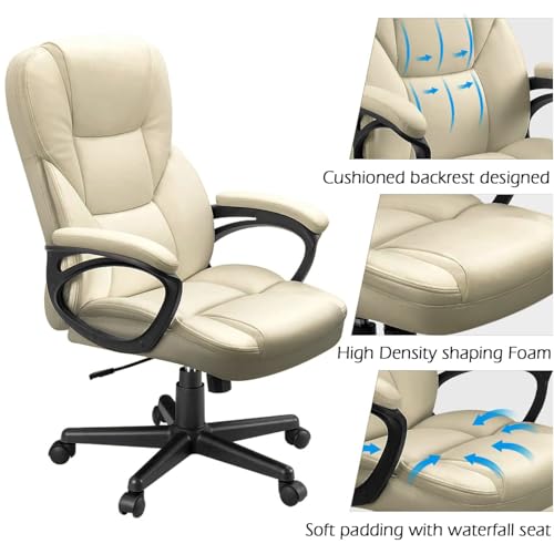 Office Executive Chair High Back Adjustable Swivel PU Leather with Lumbar Support I3854