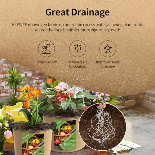 6 Pack 5 Gallon Grow Bags with Handles for Vegetables and Garden P7492