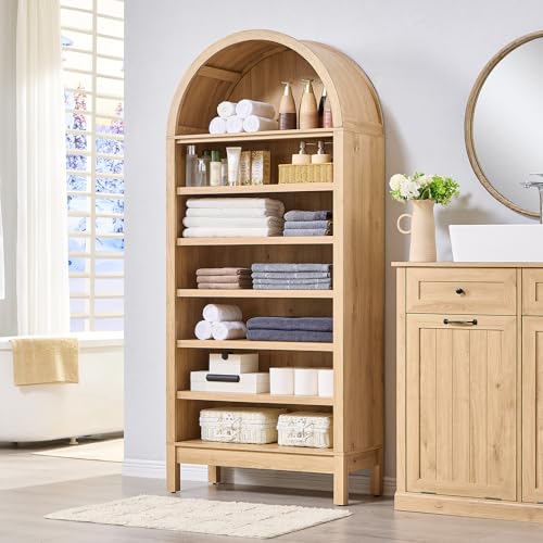 Arched Bookshelf, 7-Tier Bookcase with Adjustable Shelves A456