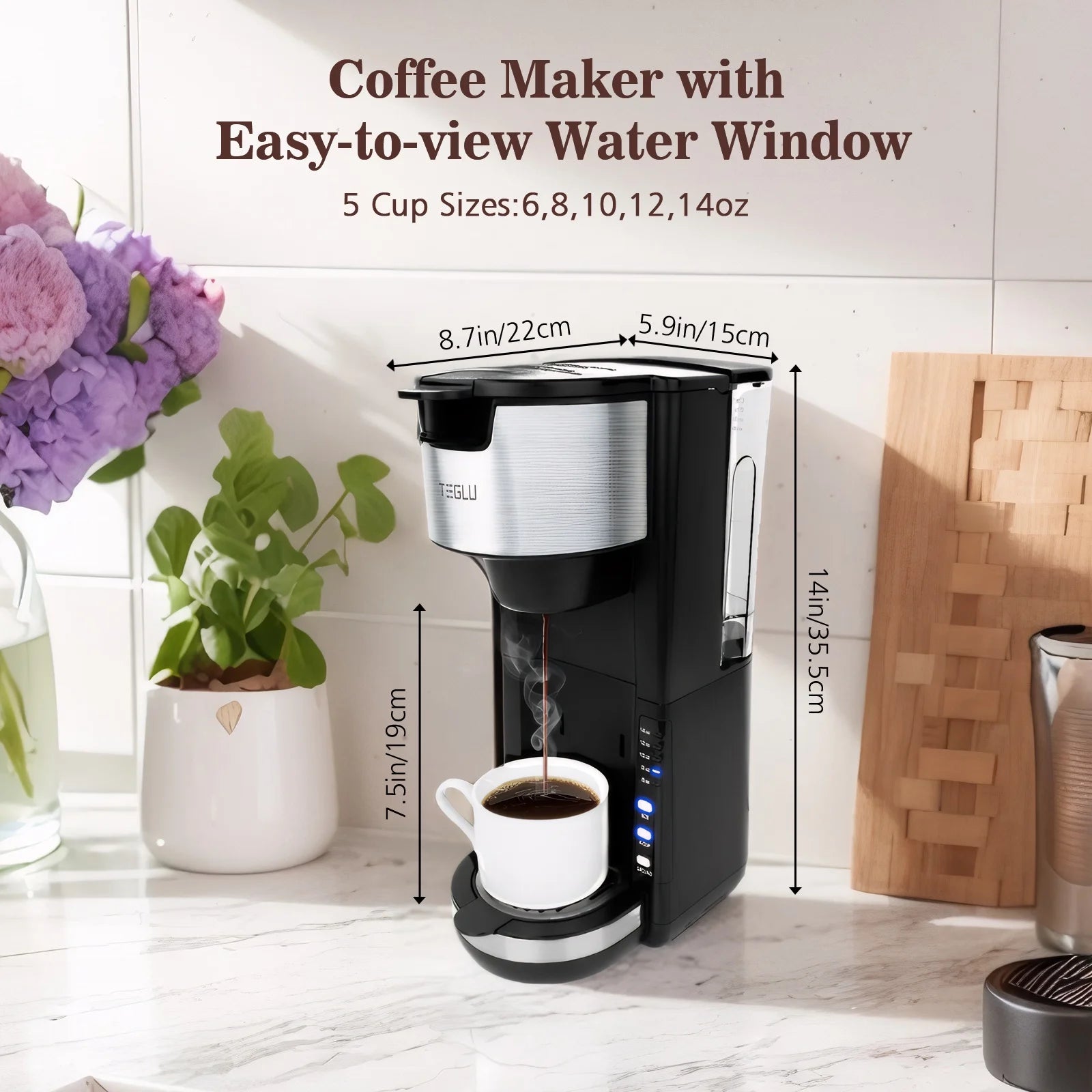 Single Serve Coffee Maker for K Cup & Ground Coffee, Hot and Iced, Black U14162