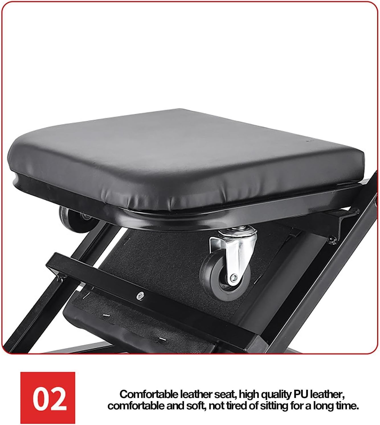 Foldable 2-in-1 Rolling Car Creeper & Seat, 36 Inches Adjustable Garage Chair Z446468