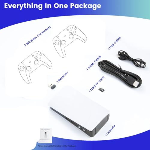 Retro Wireless Game Console with 128GB Built-in Games and 2.4G Controllers U721620