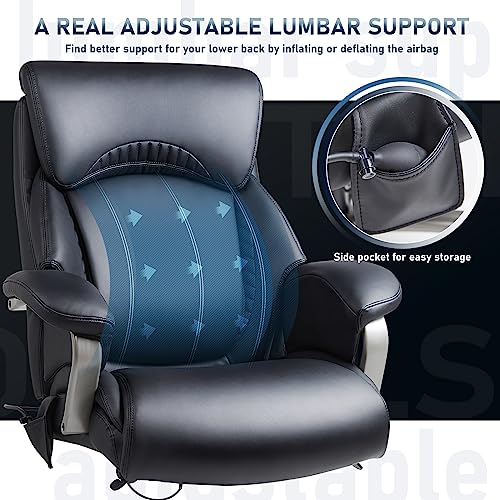 Big and Tall Office Chair Heavy Duty Leather Executive Desk Chair with Wide Seat and Adjustable Headrest R315