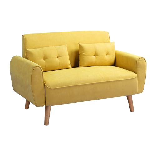 Linen Loveseat Sofa with 2 Pillows, Dark Grey N297821