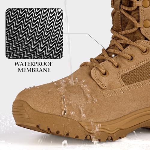 Men's Tactical Boots 8 Inches Lightweight Suede Leather Military Work Boot J951812
