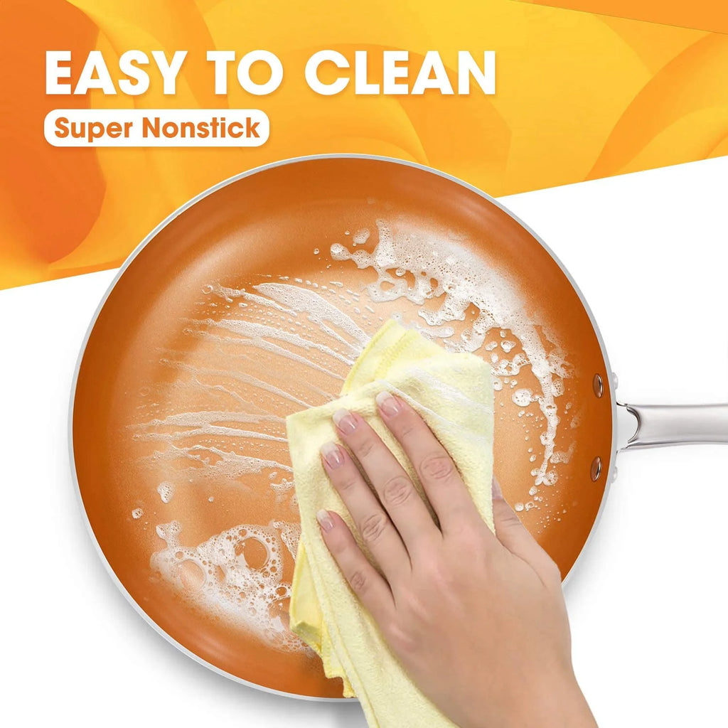 Nonstick Copper Cookware Set 12 Piece with Spatula & Spoon T743