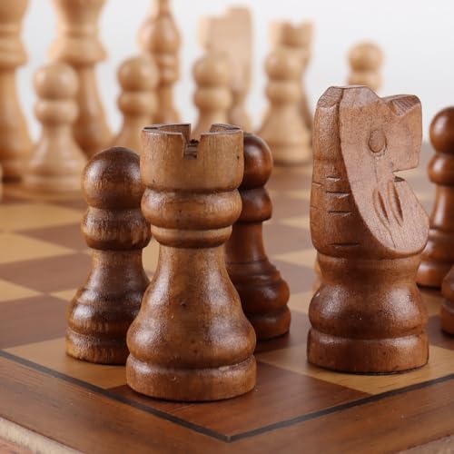 16" 3-in-1 Wooden Folding Chess, Checker & Backgammon Board Game Set L259