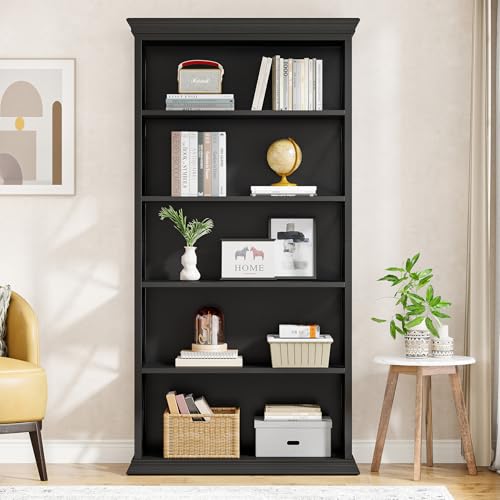 6-Tier Industrial Bookcase, 71 Inches Tall, Floor Standing Storage Shelves for Home Office, Brown and Black V7912