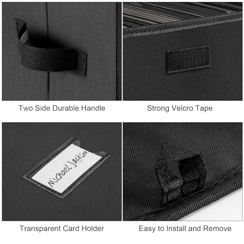 7-inch Vinyl Record Storage Box, Foldable Stackable Set of 2 with Lid and Handle D3720