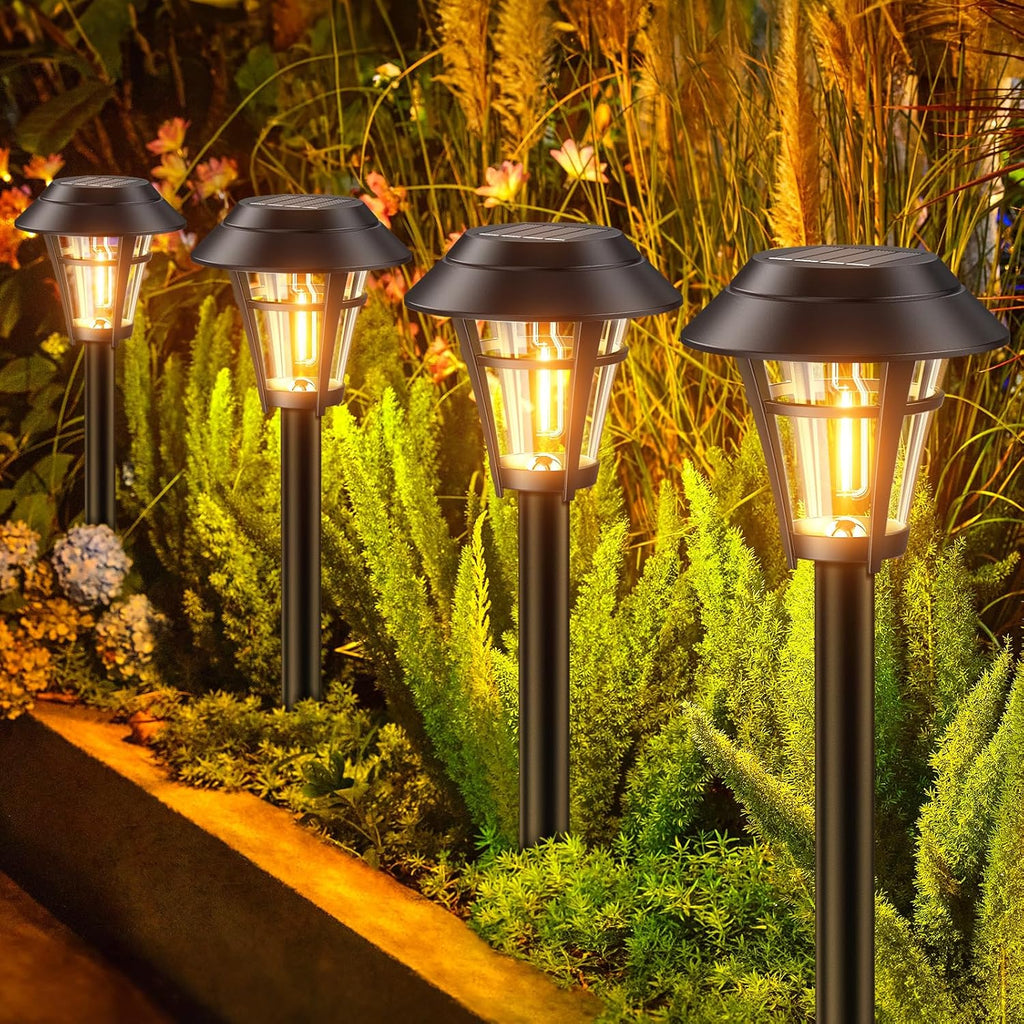 Solar Pathway Lights Outdoor, 10 Pack Solar Lights Outdoor Waterproof, Auto On/Off Solar Powered Garden Landscape Path Lights, Outdoor Solar Lights for Outside Yard Lawn Patio Walkway Driveway