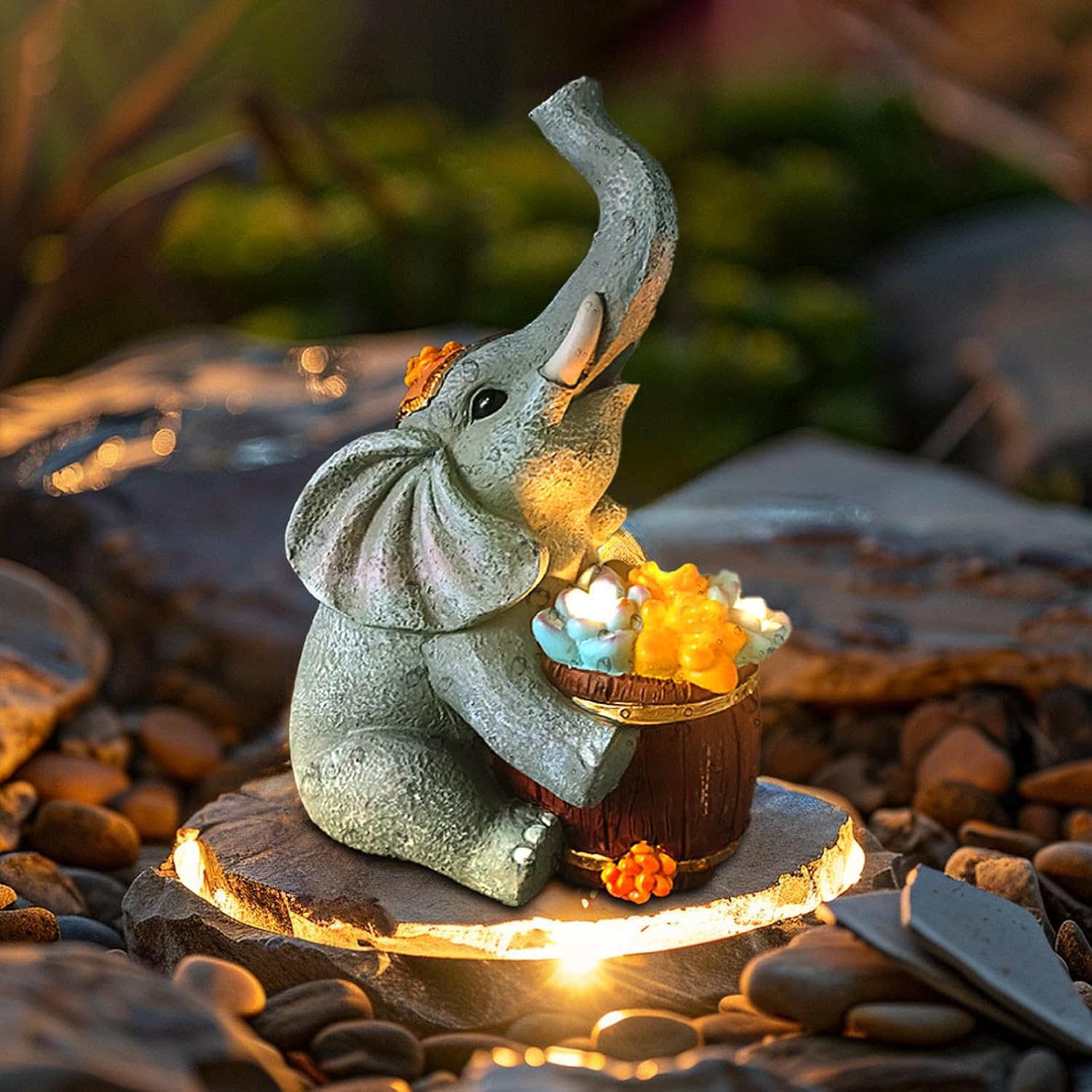Elephant Garden Decor solar lights,elephant garden statue，yard decorations outdoor，garden decor for outside，Unique Housewarming Gifts and garden decor，outdoor decor，patio decor-Ideal Gardening Gifts