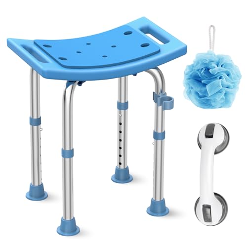 Shower Stool for Inside Shower, FSA/HSA Eligible Stainless Steel Small Shower Chair, Tool Free & Adjustable Bath Chair, Anti Slip Handicap Bathroom Stool for Seniors Pregnant Disabled Injured