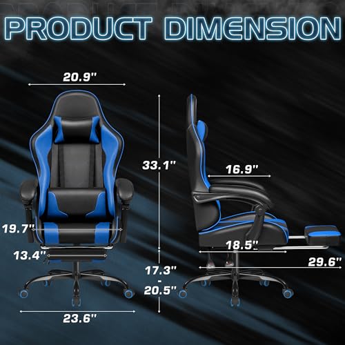 Gaming Chair with Footrest and Massage Lumbar Support J131131