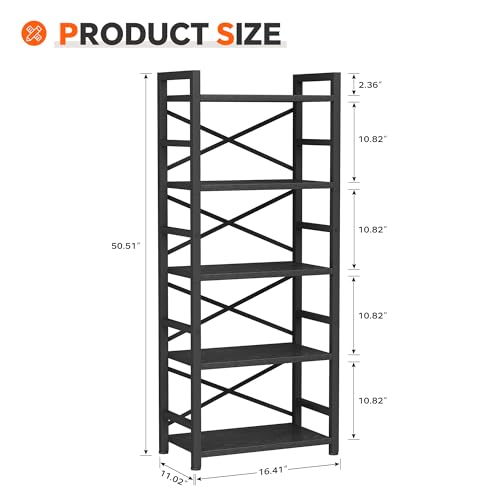 3 Tier Industrial Bookcase, Rustic Etagere Bookshelf for Living Room U5786