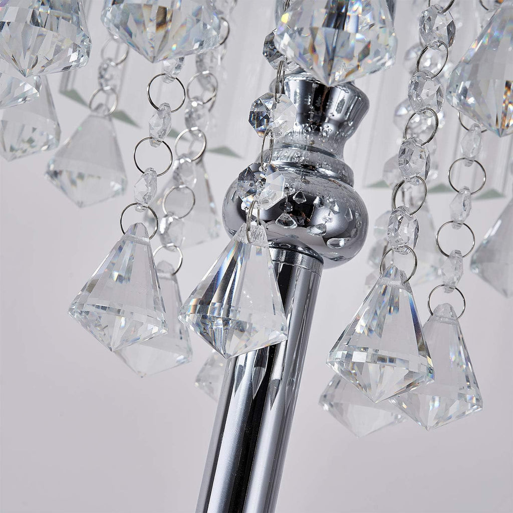 Crystal Floor Lamp with Foot Switch, 3-Light Standing Light for Living Room E9830