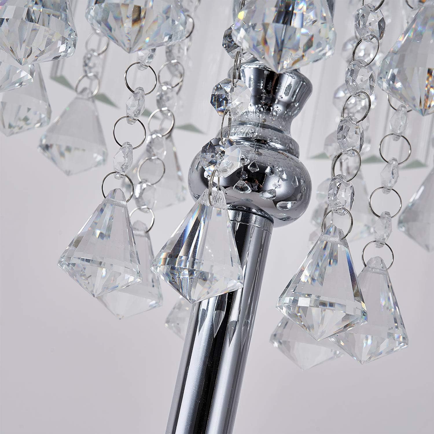 Crystal Floor Lamp with Foot Switch, 3-Light Standing Light for Living Room E9830