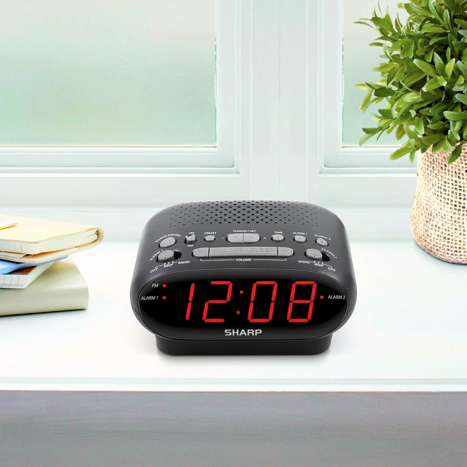 Dual Alarm Clock Radio, AM/FM, Black U7632
