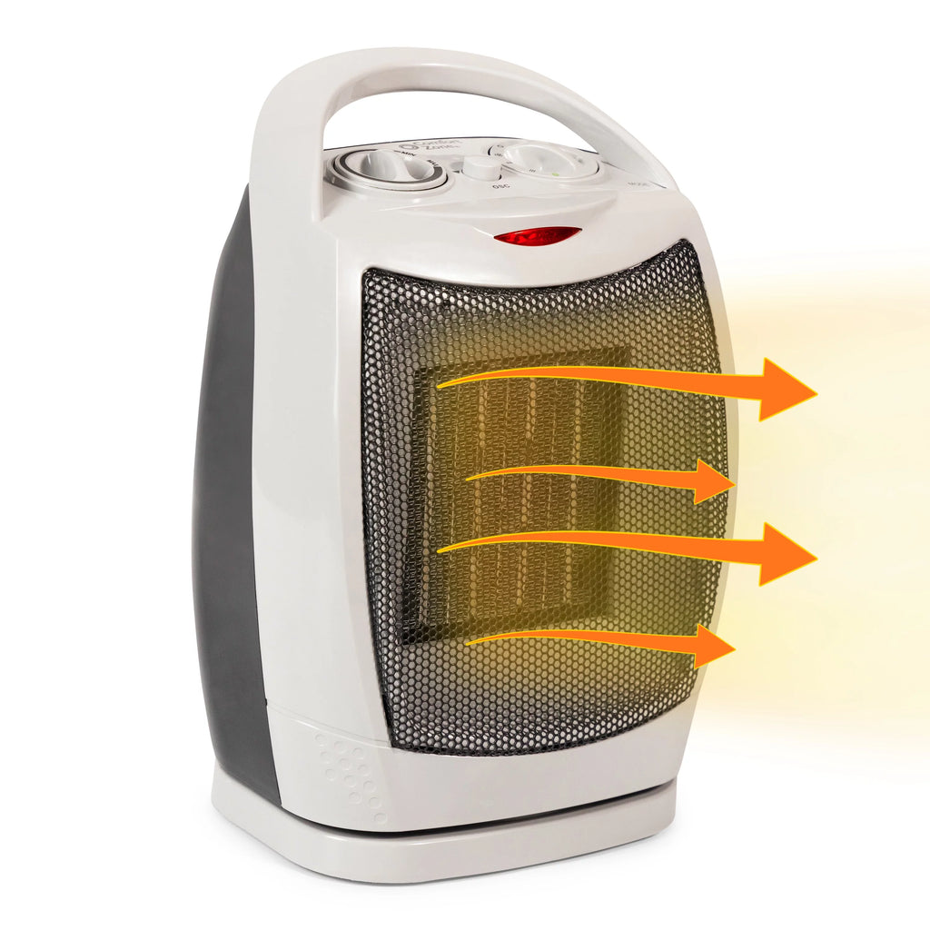 Comfort Zone 1,500-Watt Oscillating Ceramic Heater, Energy-Efficient, Adjustable Thermostat, Safety Tip-Over Switch & Overheat Protection System