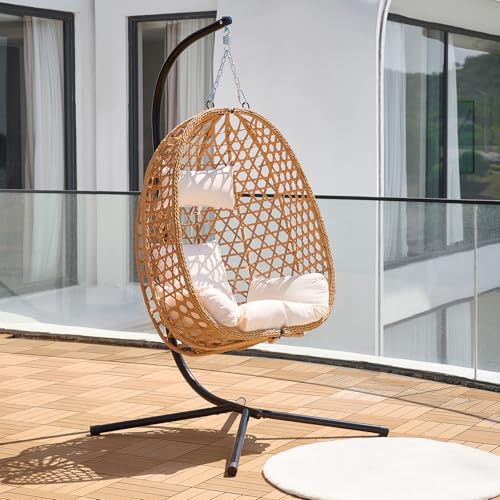 Outdoor Hanging Egg Chair with Stand and Cushion U91081