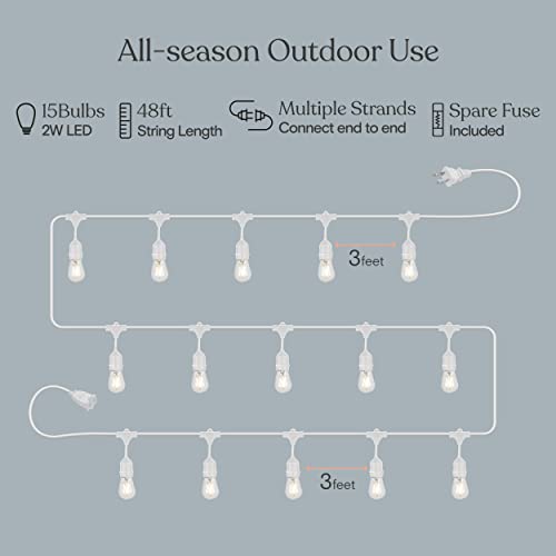 Waterproof LED Outdoor String Lights with Dimmable Vintage Edison Bulbs, 24 Ft Patio Lighting E72809