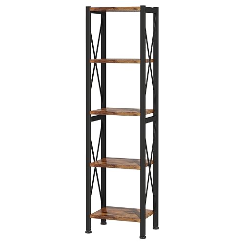 3 Tier Industrial Bookcase, Rustic Etagere Bookshelf for Living Room U5786