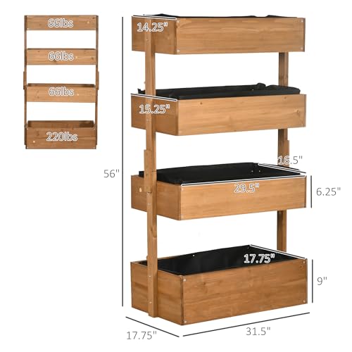 Wooden 4 Tier Vertical Garden Planter with Self-Draining S364