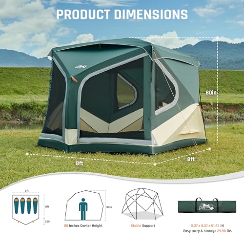 4/6/8 Person Instant Cabin Tent, 60 Second Setup, Waterproof Pop Up Camping Tent T785370