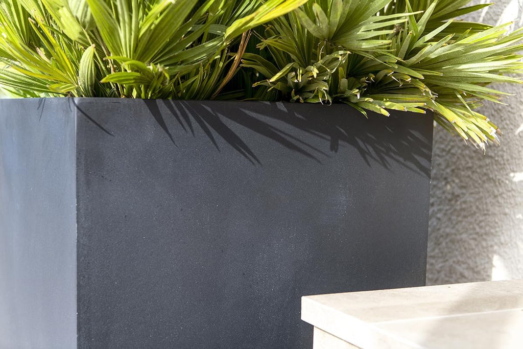 Modern Square Fiberstone Planter, Black G5008