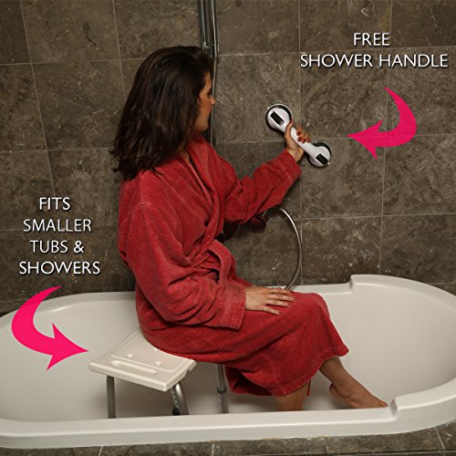 Adjustable Shower Chair with Grab Bar, Plastic Bath Seat, 300 Lb Capacity E9090