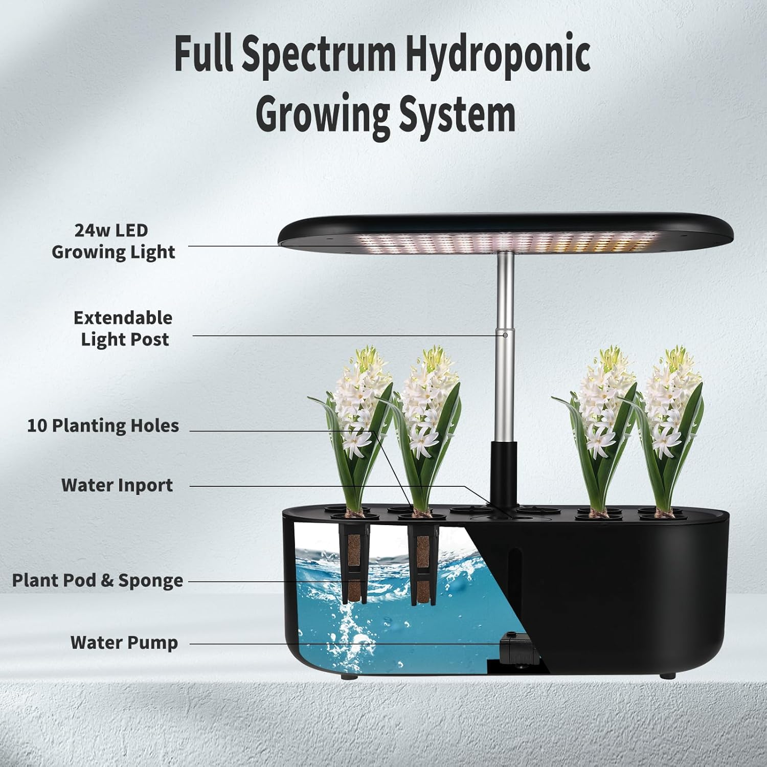 Indoor Herb Garden Kit with LED Grow Light and Water Tank W899119
