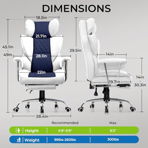 Gaming Chair with Lumbar Support and Footrest, PU Leather, Black E8234