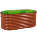 Sunnydaze 79-Inch Oval Raised Garden Bed - Stackable Steel Vegetable Flower Bed Planter Kit with Rubber Edge Trim - Brown