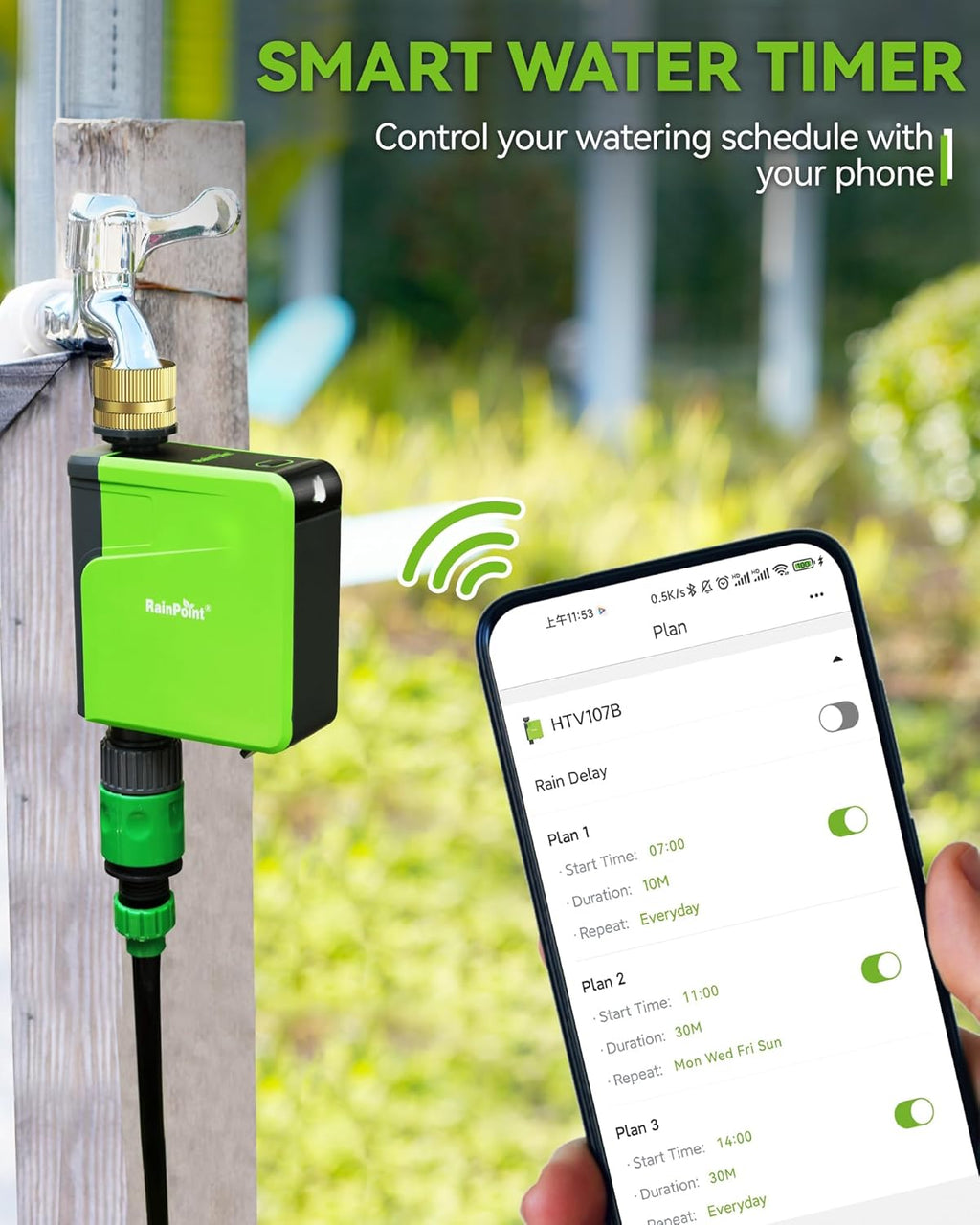 Smart Water Timer for Garden Hose with Brass Inlet, Bluetooth Sprinkler Timer 2 Outlet K28082