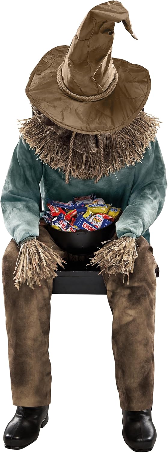 Scary Sitting Scarecrow Animatronic Prop V34350