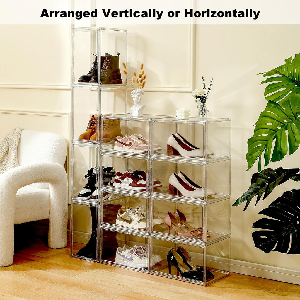 Clear Shoe Storage Box Stackable 4-Pack for Large Sneakers K794