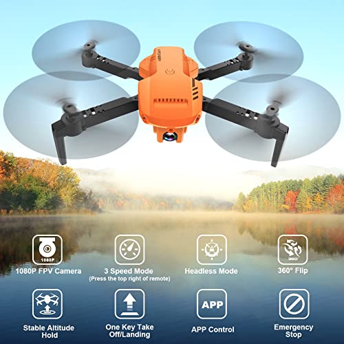 Drone with 1080P HD Camera, Foldable, Carrying Case, 2 Batteries O8650