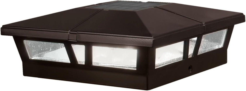 Classy Caps SLC771C 6x6 Brown Aluminum Cambridge Solar Post Cap