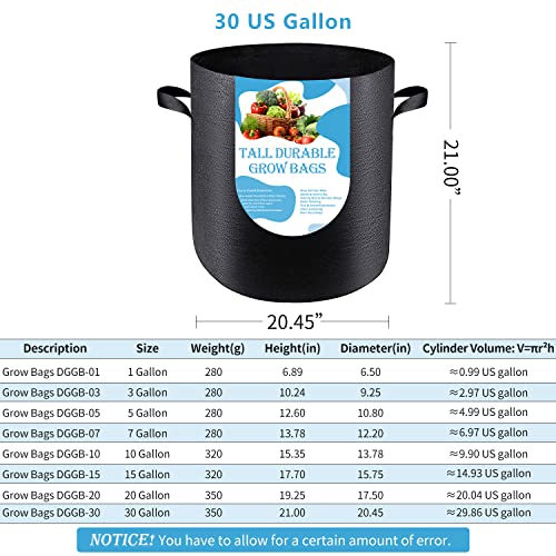 8 Pack Tall Grow Bags for Vegetables, Heavy Duty Nonwoven Fabric Pots with Handles R212323