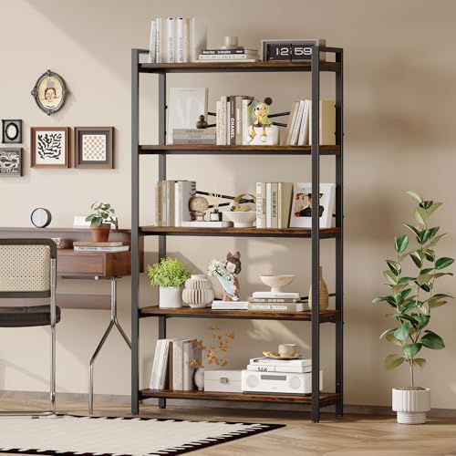 3 Tier Industrial Bookcase, Rustic Etagere Bookshelf for Living Room U5786