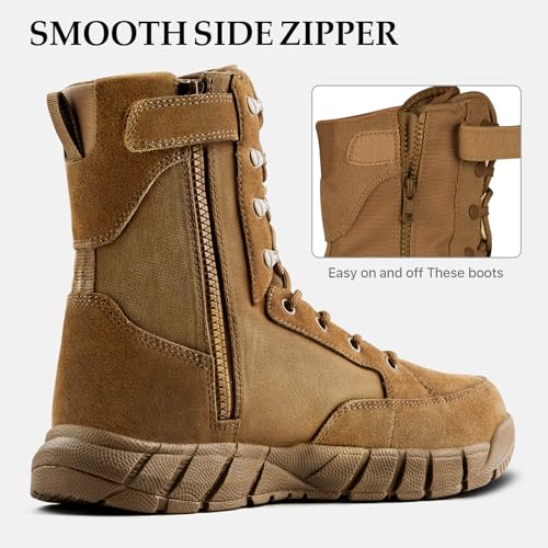 Men's Tactical Boots 8 Inches Lightweight Suede Leather Military Work Boot J951812