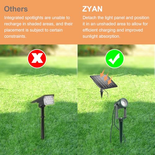 Solar Powered Landscape Spotlights, Black, Outdoor Auto On/Off, Waterproof, 4 Pack, Warm White E2865
