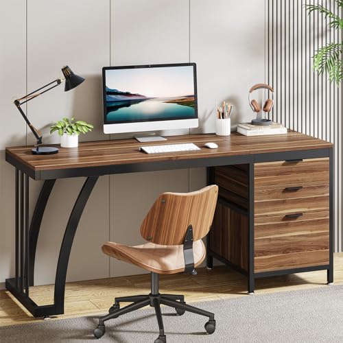 Computer Desk with 3 Drawers, 59-Inch Study Writing Table for Home Office E234