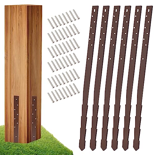 6 Pack Fence Post Repair Stakes Spikes Fence Post Repair Kit for Wood Fence Post Fix